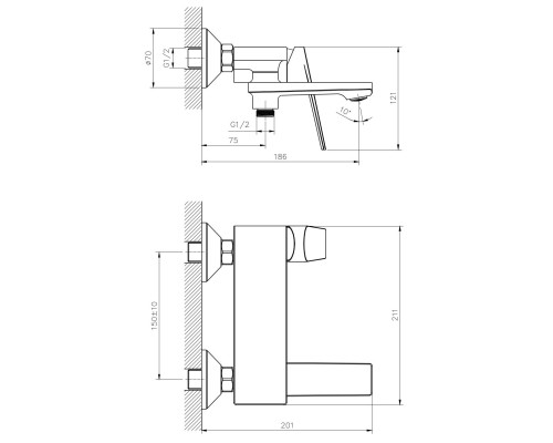 Смеситель для ванны Belz B533 B60533 Хром