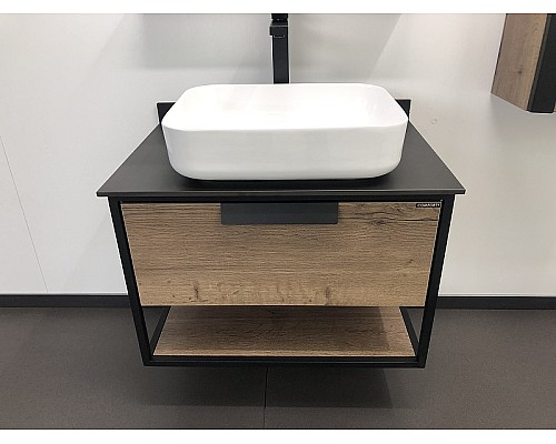 Тумба с раковиной Comforty Кельн 75 00004149065 подвесная Дуб темный