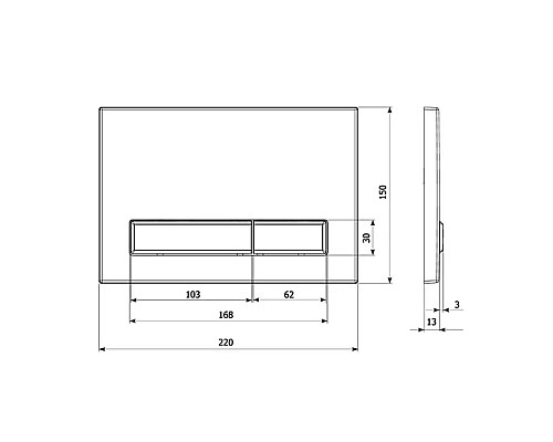 Клавиша смыва Veconi Square Design VFSD-WHG VFSD003WHG Белый глянец Золото матовое