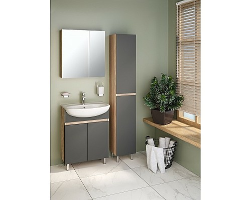 Шкаф пенал Runo Лада 30 00-00001167 Дуб серый Графит