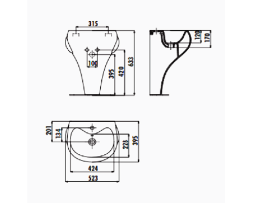 Раковина Creavit Ducky 52 DC052-00CB00E-0000 Белая