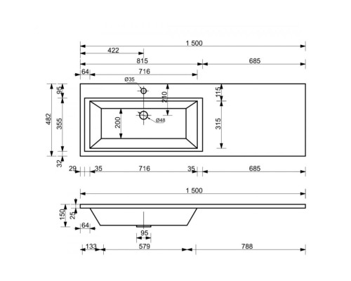 Тумба с раковиной Эстет Dallas Luxe 150 L ФР-00009683 Белая