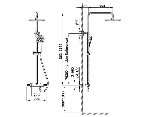Душевая система Vincea Desire VSFS-1D0TCH с термостатом Хром