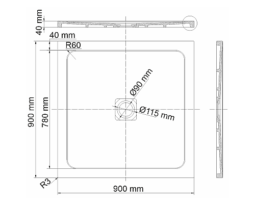Душевой поддон из искусственного камня WasserKRAFT Dinkel 90х90 58T03 Белый глянец Душевой поддон из искусственного камня WasserKRAFT Dinkel 90х90 58T03 Белый глянец