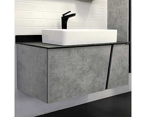 Тумба с раковиной Comforty Эдинбург 90 00004149881 подвесная Бетон светлый