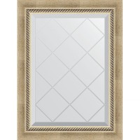 Зеркало Evoform Exclusive-G 71х53 BY 4003 с гравировкой в багетной раме - Состаренное серебро с плетением 70 мм