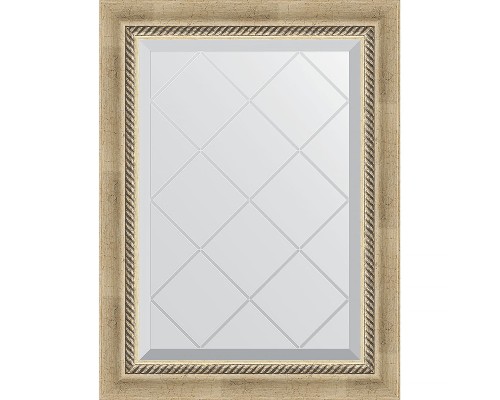 Зеркало Evoform Exclusive-G 71х53 BY 4003 с гравировкой в багетной раме - Состаренное серебро с плетением 70 мм