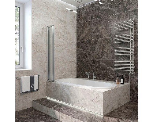 Шторка на ванну Veconi Palau 120 L профиль Хром стекло прозрачное