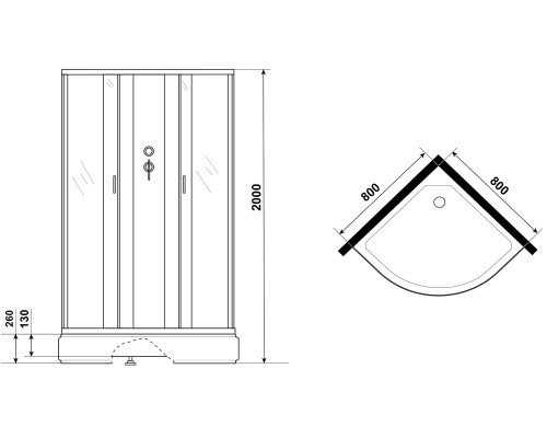 Душевая кабина Niagara Classic 80х80 NG-6703-14BK без гидромассажа