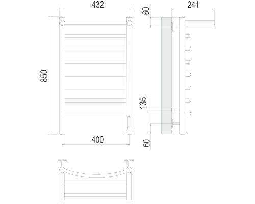 Полотенцесушитель Terminus Электро Классик с/п П8 400х850