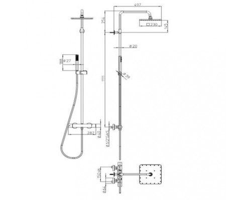 Душевая система Bossini Cosmo L10103.030 с термостатом Хром