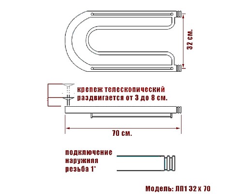 Полотенцесушитель Водяной Nika ПЛ1 32х70 1017-225
