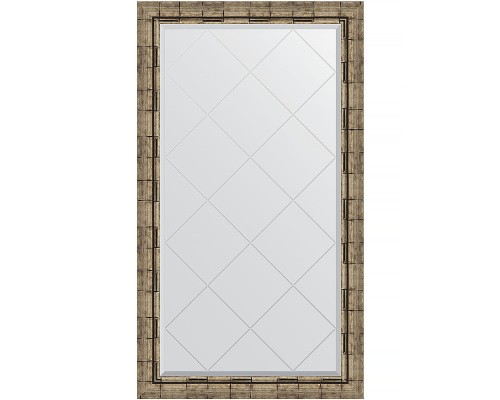 Зеркало Evoform Exclusive-G 128х73 BY 4222 с гравировкой в багетной раме - Серебряный бамбук 73 мм