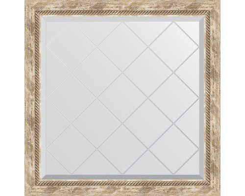 Зеркало Evoform Exclusive-G 83х83 BY 4306 с гравировкой в багетной раме - Прованс с плетением 70 мм