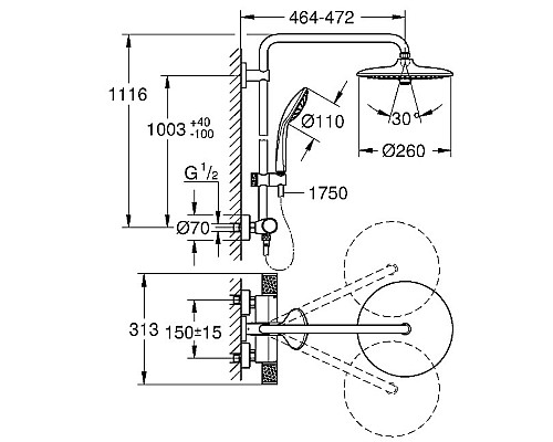 Душевая система Grohe Euphoria 260 27296003 с термостатом Хром
