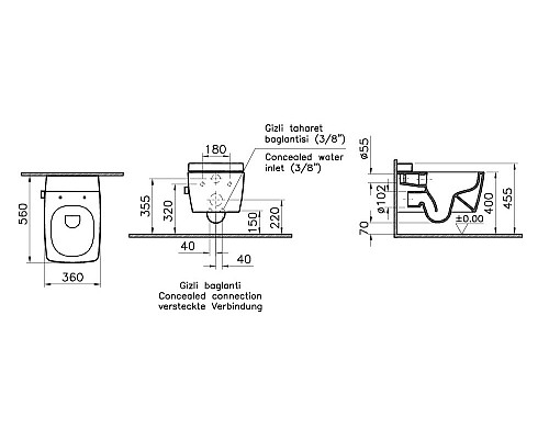 Подвесной унитаз VitrA Metropole 7672B003-1687 безободковый