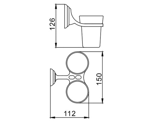Стакан для зубных щеток Frap F15 F1508 двойной Хром