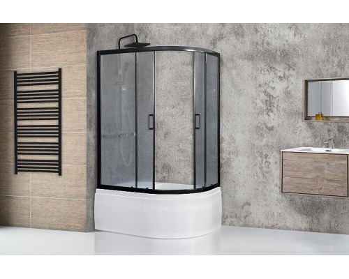 Душевой уголок Royal Bath ВК 120х80 RB8120BK-C-BL-L профиль Черный стекло матовое