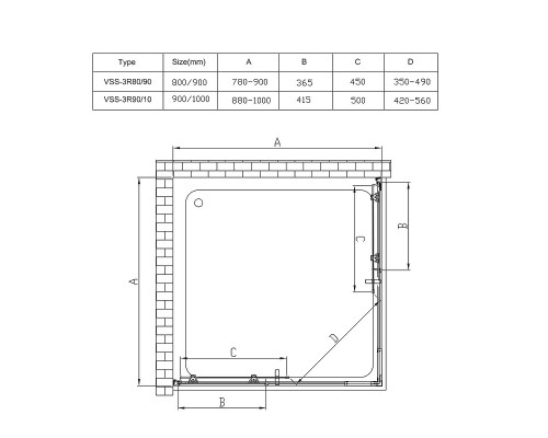 Душевой уголок Vincea Rapid 100x100 Хром, арт