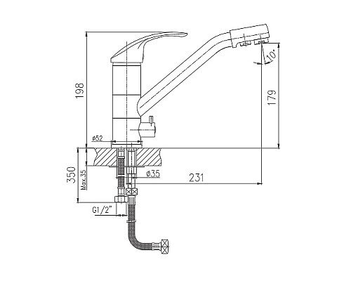 Смеситель для кухни Haiba HB4321 Хром