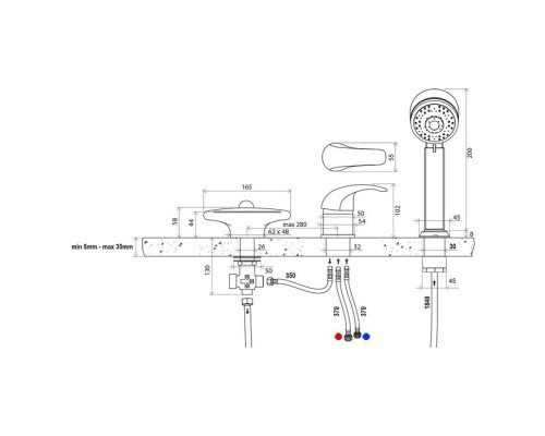 Смеситель врезной каскадный для ванн Ravak X07P003