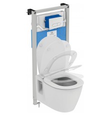 Комплект унитаза с инсталляцией Ideal Standard Connect с сиденьем Микролифт и клавишей смыва