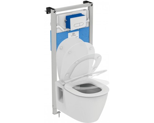 Комплект унитаза с инсталляцией Ideal Standard Connect PR211601 с сиденьем Микролифт и клавишей смыва