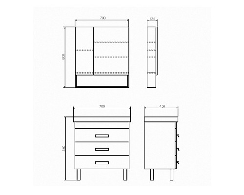 Тумба с раковиной Comforty Никосия 70Н 00-00005793 Дуб белый