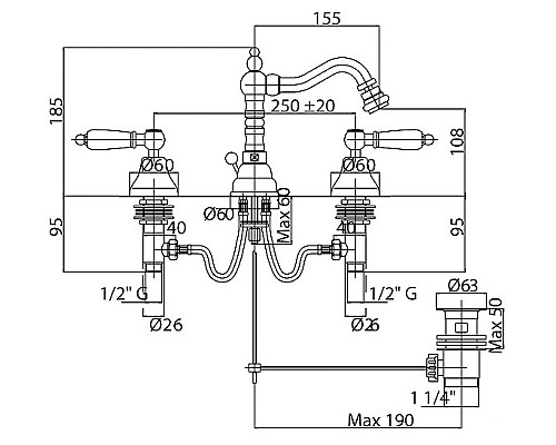 Смеситель для биде Cezares DIAMOND-BBS2-02-Sw