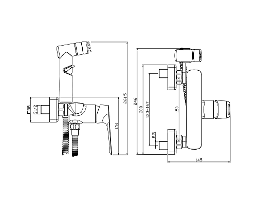 Гигиенический душ со смесителем Rossinka RS46-52 Хром