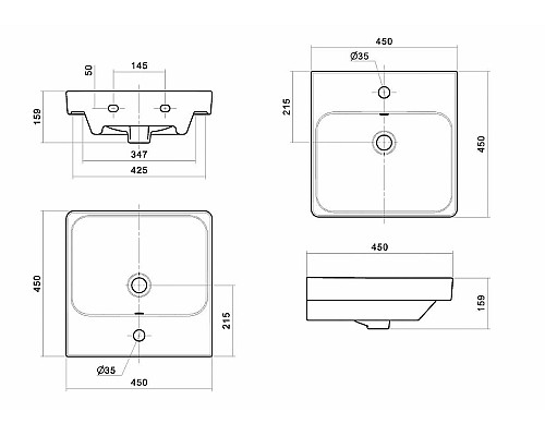 Раковина Santek Адриана 45 1.WH50.1.630 Белая