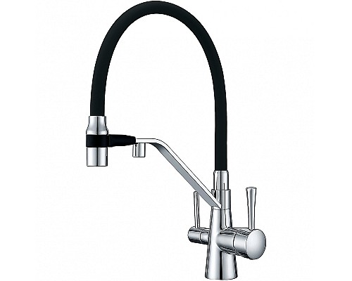 Смеситель для кухни ZorG Sanitary ZR 356 YF Хром Черный