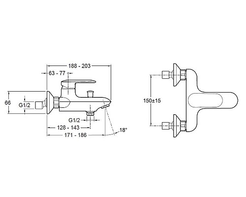 Смеситель для ванны Jacob Delafon E99460-CP