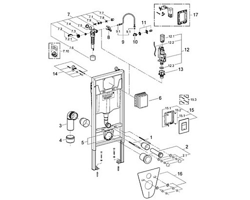Инсталляция Grohe для подвесного унитаза 4 в 1 38775001 1,13 м