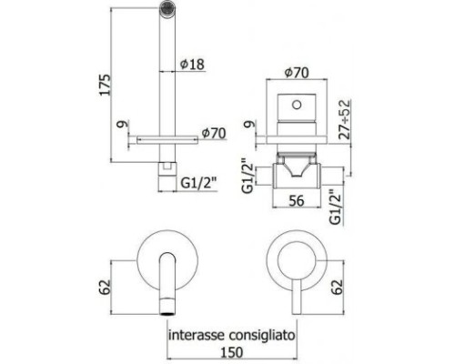 Смеситель для раковины Paffoni Light LIG007HGSP70 Золото медовое брашированное