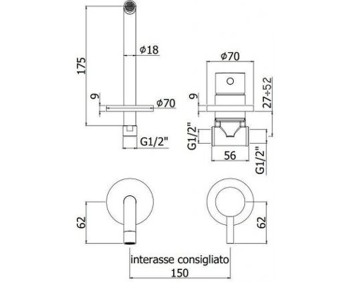 Смеситель для раковины Paffoni Light LIG007HGSP70 Золото медовое брашированное