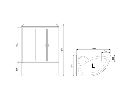 Душевой бокс Royal Bath ALP 150x100 с гидромассажем задние стенки Белые