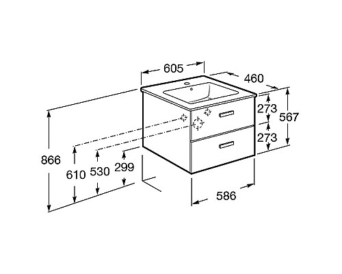 Тумба под раковину Roca Victoria Nord 60 ZRU9000027 подвесная Венге