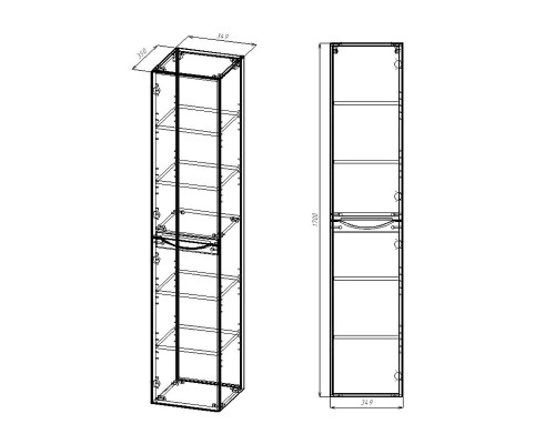 Шкаф пенал Vincea Mia 35 L VSC-2M170RW-L подвесной R.Wood