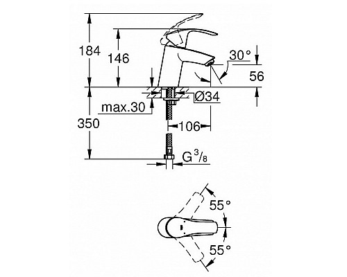 Смеситель Grohe для раковины однорычажный  32467002