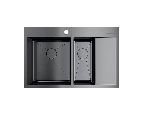 Кухонная мойка Omoikiri Akisame 78-2-GM-L 4973101 вороненая сталь