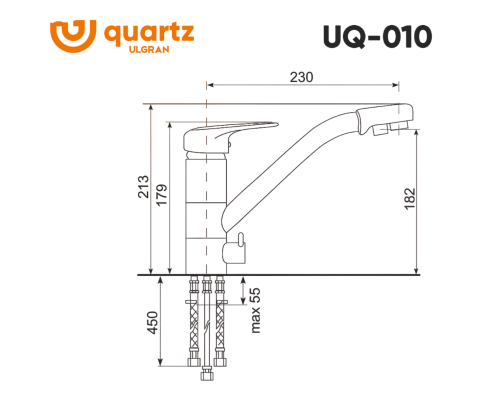 Смеситель для кухни Ulgran Quartz Бетон