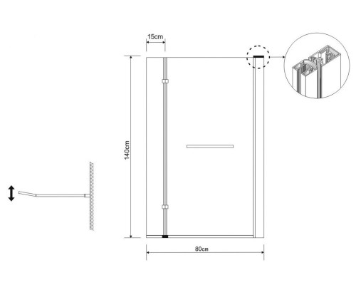 Шторка на ванну Grossman 80x150 GR-108 профиль Хром стекло прозрачное