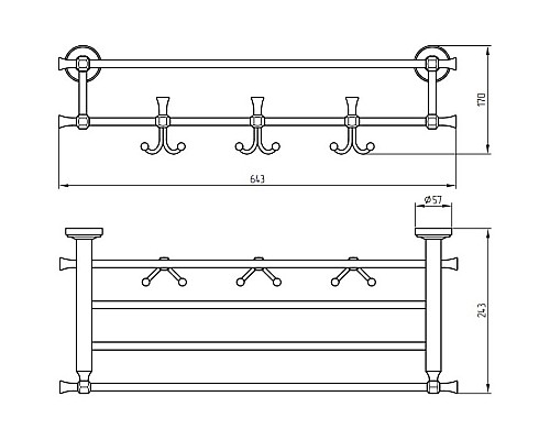 Полка для полотенец Migliore Fortuna 27712 Хром