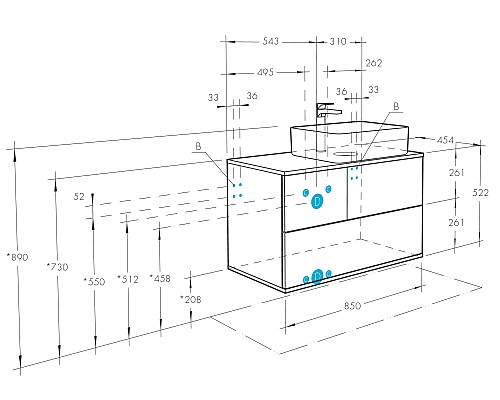 Тумба под раковину Aquaton Терра 85 1A247201TEKA0 подвесная Дуб кантри Антрацит