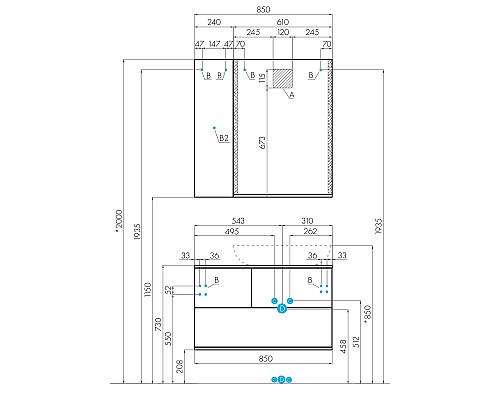 Тумба под раковину Aquaton Терра 85 1A247201TEKA0 подвесная Дуб кантри Антрацит