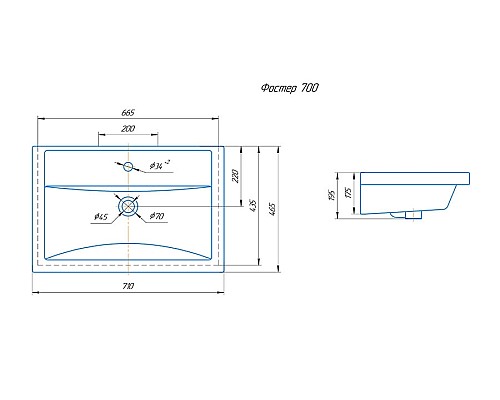 Тумба под раковину Corozo Техас 70 SD-00000451 напольная