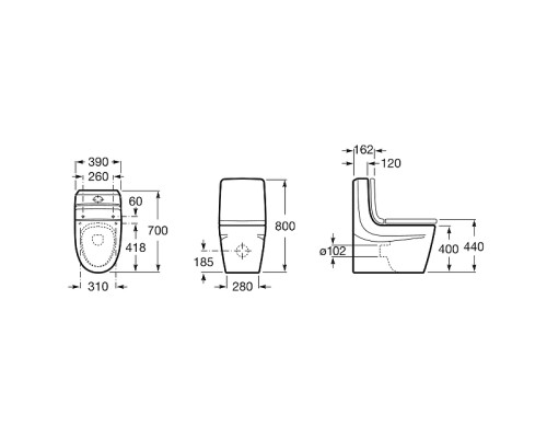 Унитаз компакт Roca Khroma 342657000 без бачка и сиденья
