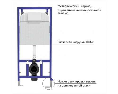 Инсталляция BERGES для скрытого монтажа унитаза NOVUM кнопка D5 Soft Touch черная