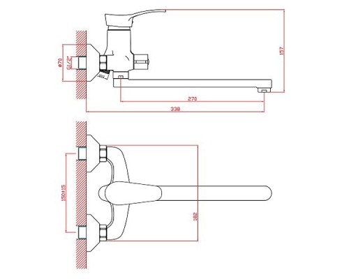 Смеситель для ванны Cron CN2214 Хром